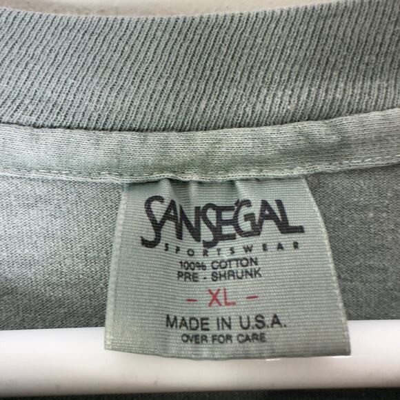 Vintage‎ Sansegal Men's XL Wolf Nature AOP Single Stitch Green Gorp Outdoor USA - Picture 3 of 6